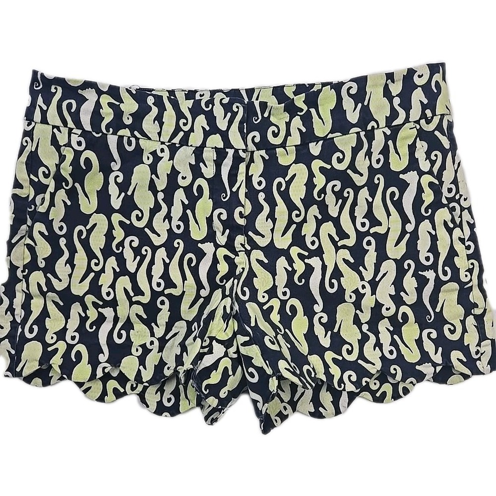 Womens Shorts Size 4 Crown &‎ Ivy Seahorse Print Scalloped Twill - Faded